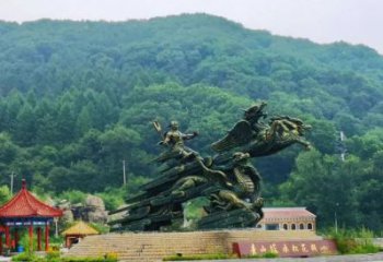 長壽夸父逐日雕塑，鑄銅神話人物雕塑